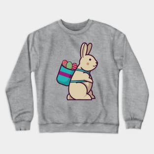 cute easter bunny with colorful eggs in basket backpack Crewneck Sweatshirt